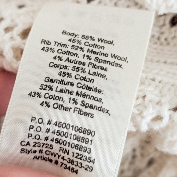 WILFRED Pointelle Plunge Front Cardigan Wool Crochet Oak White 2XS XXS Aritzia - Picture 9 of 12